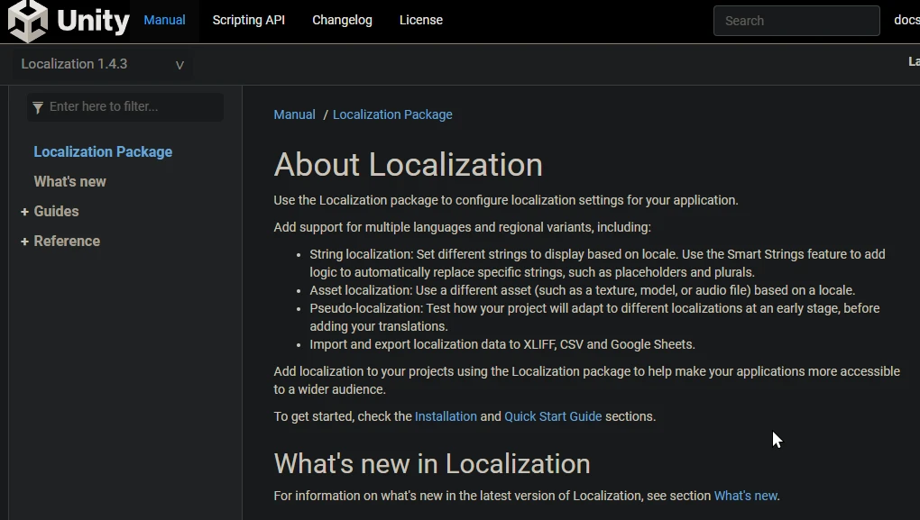 Unity Localization Package Docs